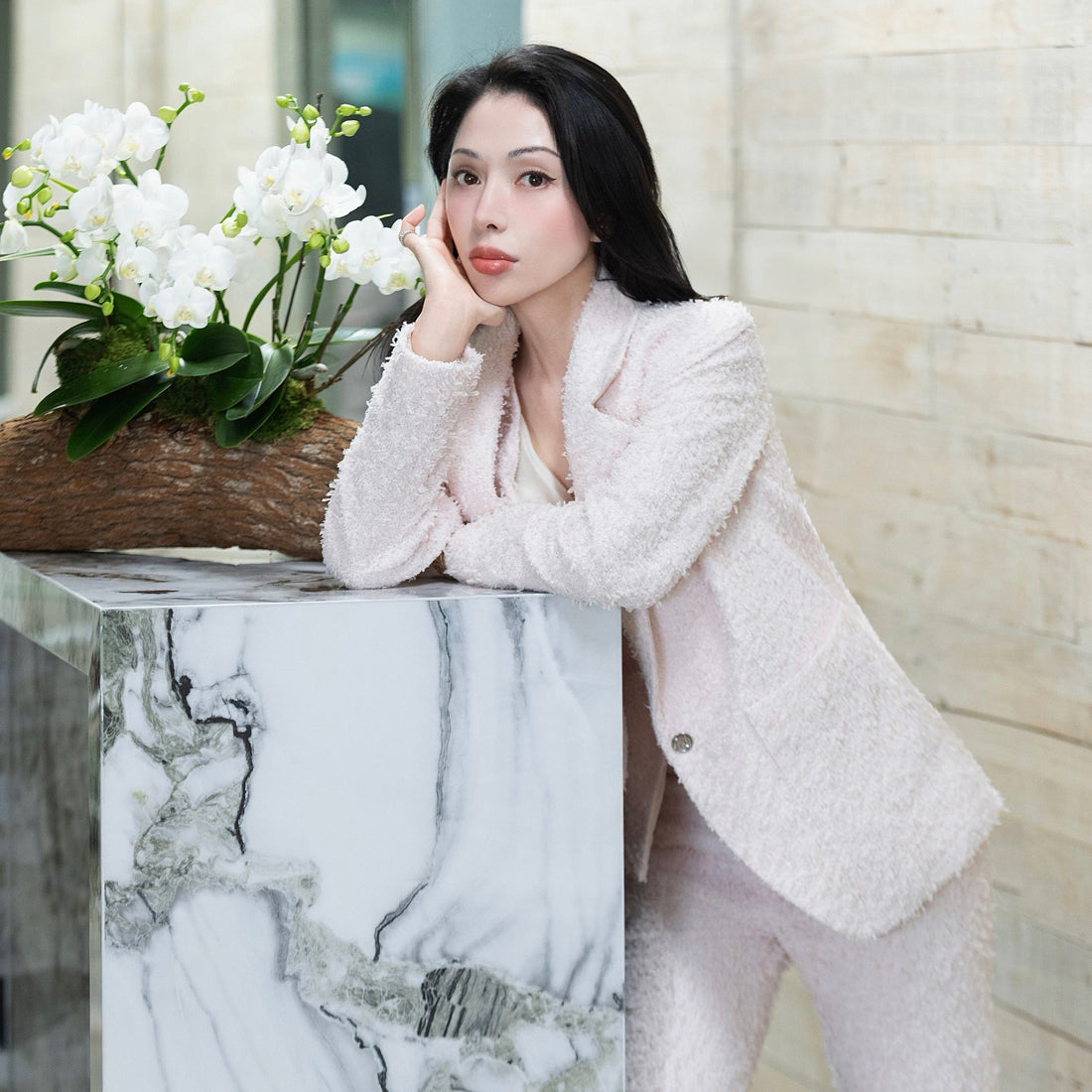 "Westminster Weekdays"義大利立體羽瓣飛紗花呢oversized西裝外套—Petal Dream霧花輕眠