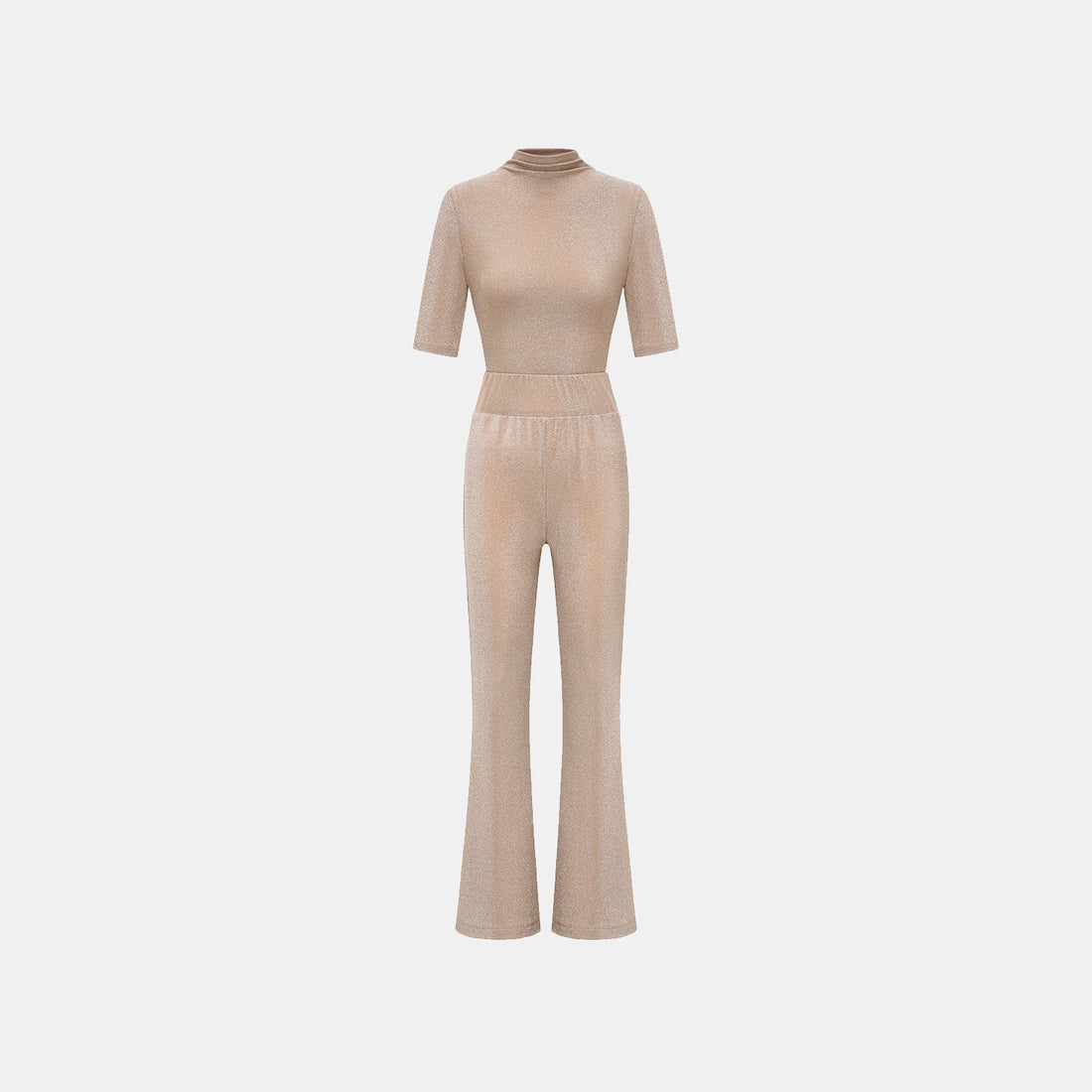 "Easy-go Chic" Silver Weave Stretch Fit Top—Tan