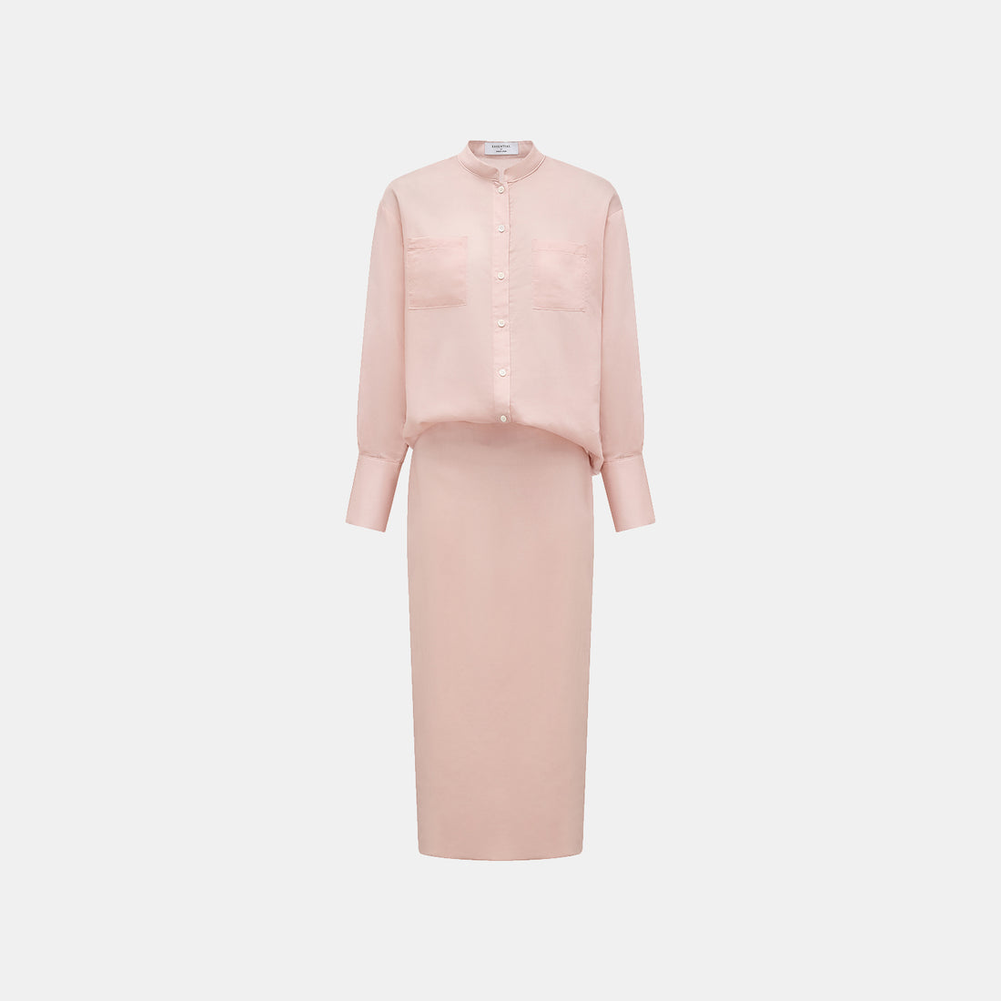 "Intellectual Moment" Tencel Satin Chiffon Pencil Skirt - Rose Pink