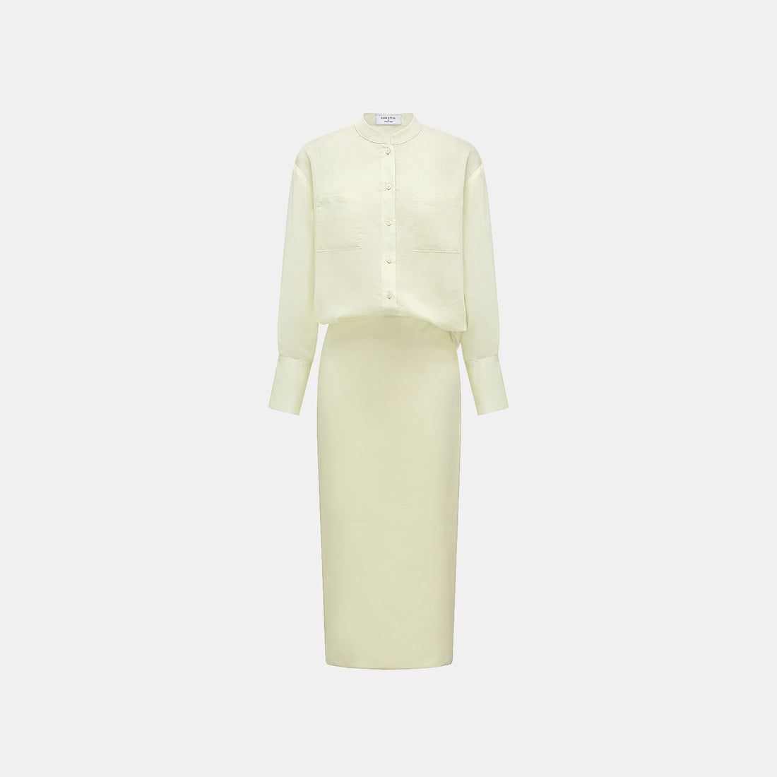 "Intellectual Moment" Tencel Satin Chiffon Oversized Shirt - Goose Yellow