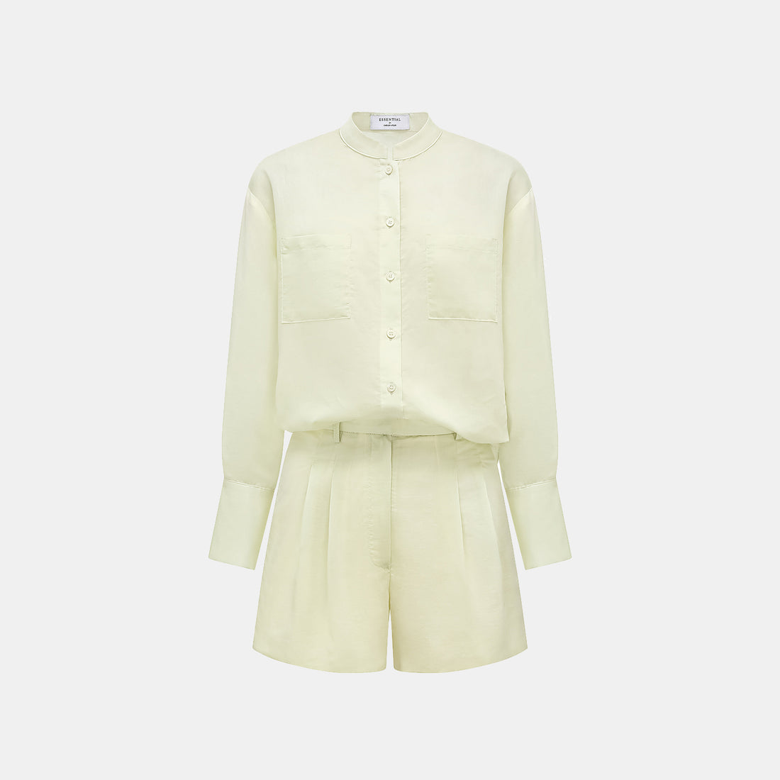 "Intellectual Moment" Tencel Satin Chiffon Oversized Shirt - Goose Yellow
