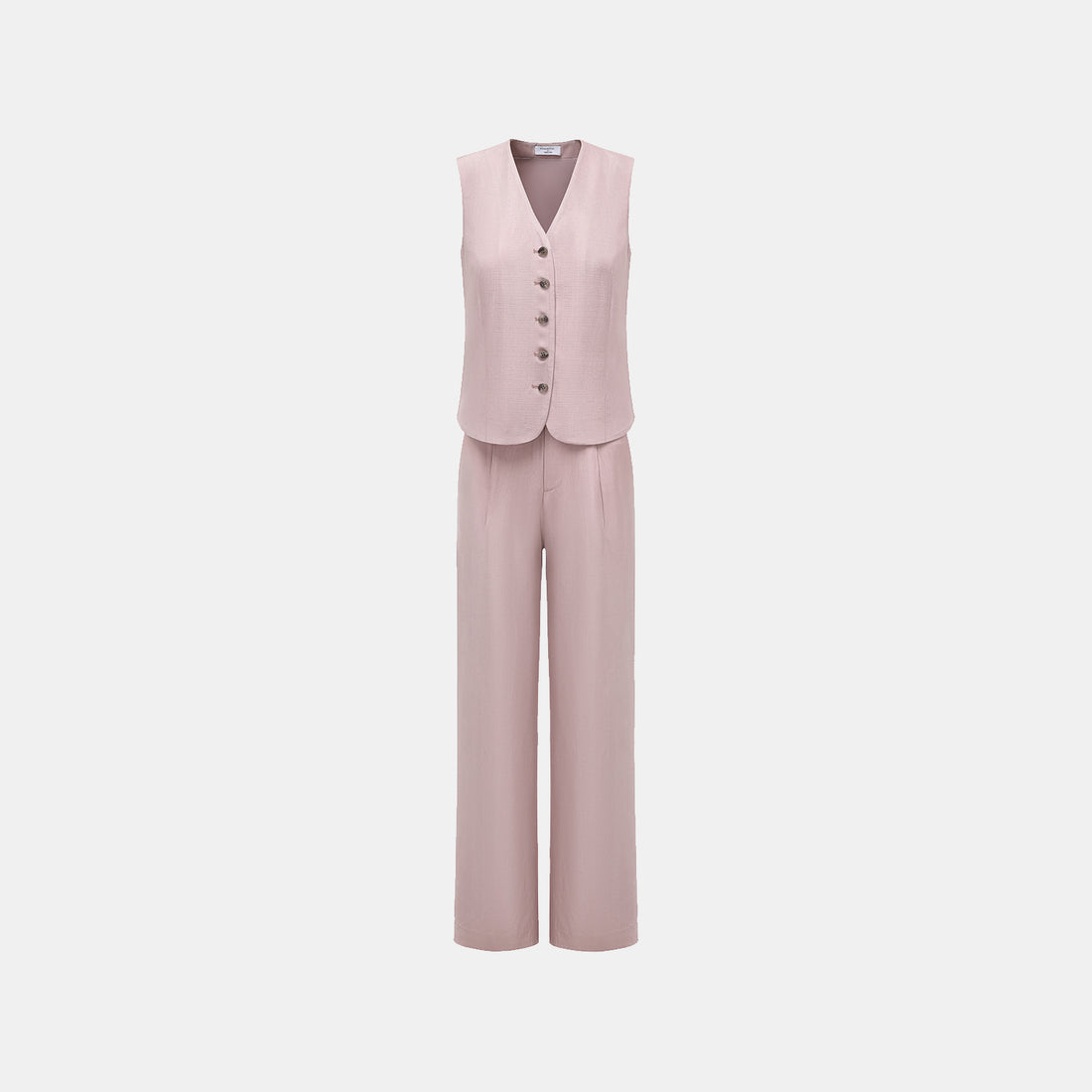 "Speak Sleek" 奢華輕薄麻感肌理醋酸立體剪裁寬褲—Pink
