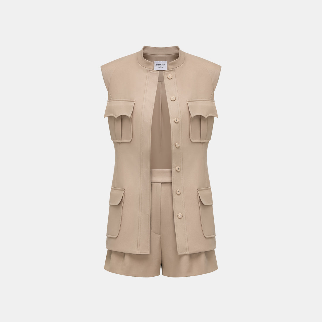 "Weekend at Monaco." Italian Textured Hunting Vest - Taupe