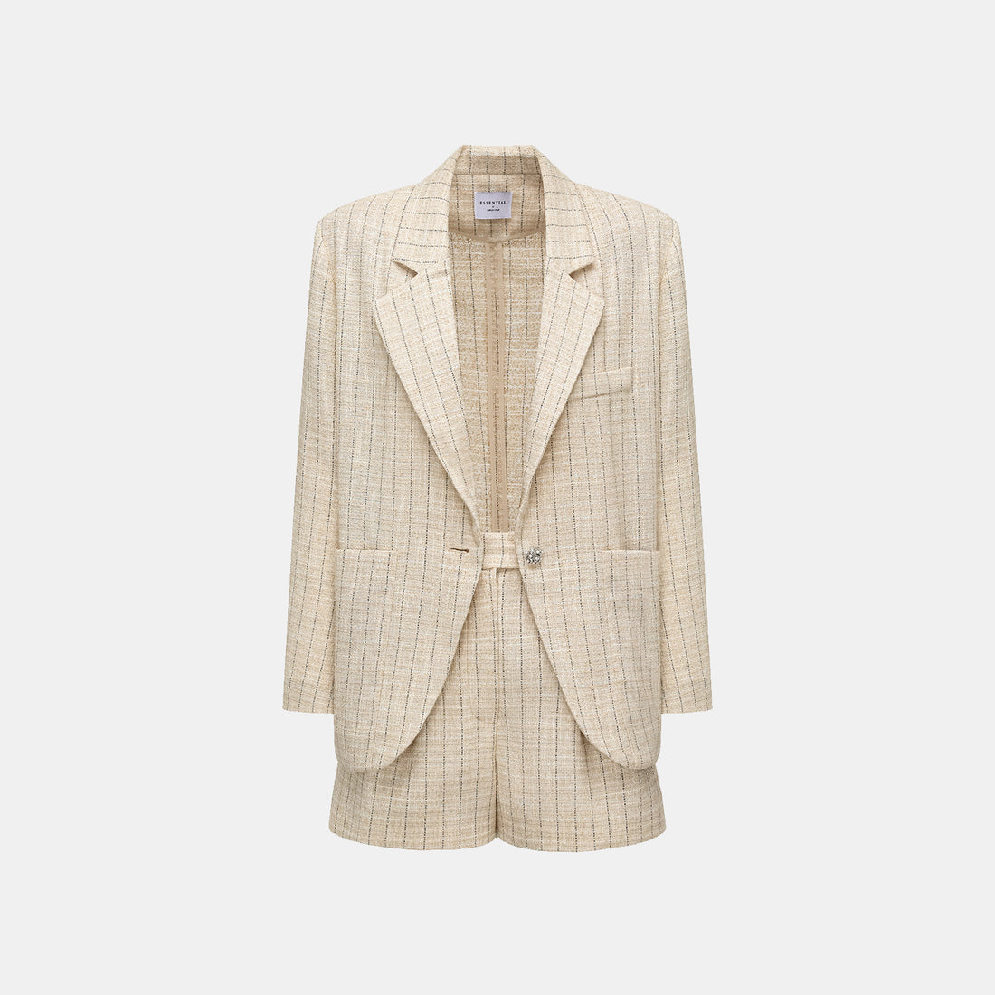 "Westminster Weekdays" lightweight tweed oversized blazer—Vanilla Soufflé