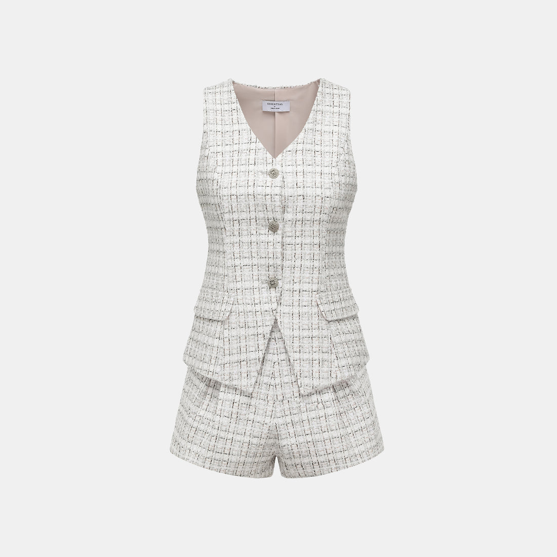 "Chelsea Citywalk." 3D-cut tweed vest - Blanc