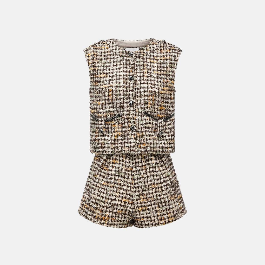 "Breeze boucle" British top light tweed vest - Caramel Drizzle