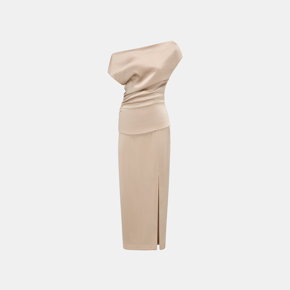 "Easy Go Chic" Korean Pleated Fabric Off-shoulder Top - Nude Gold