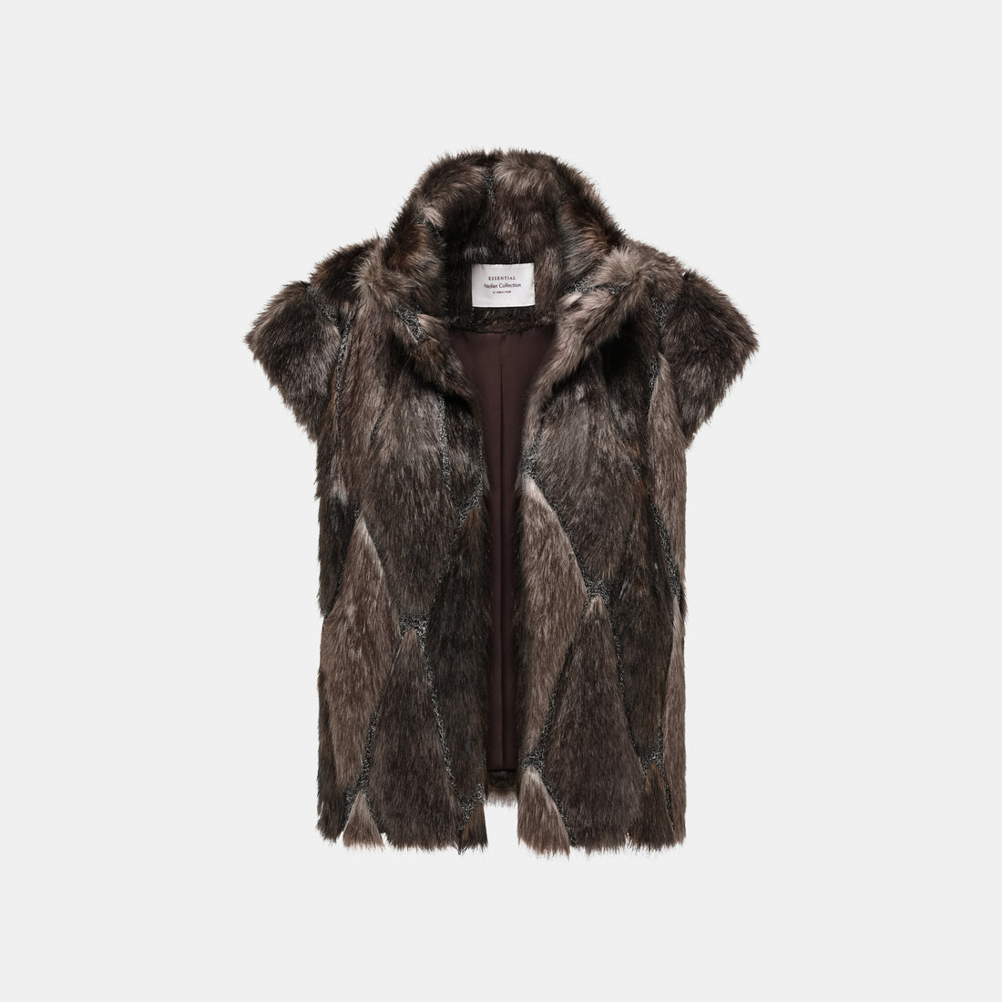 Italian-made lace stitching eco-friendly fur vest - short - Gypsophila