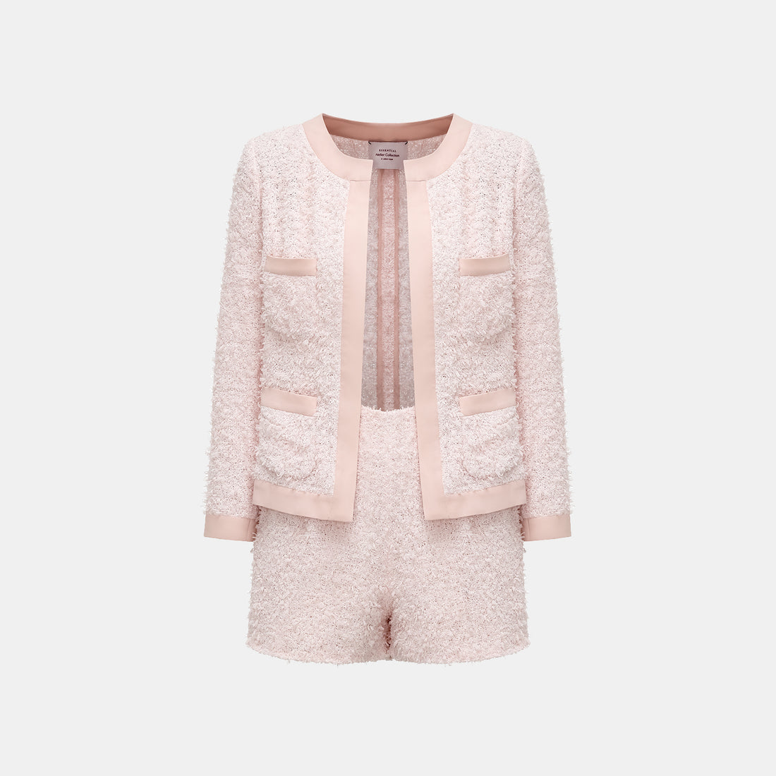 "Breeze boucle" Italian textured light tweed shorts—When Petals Fall