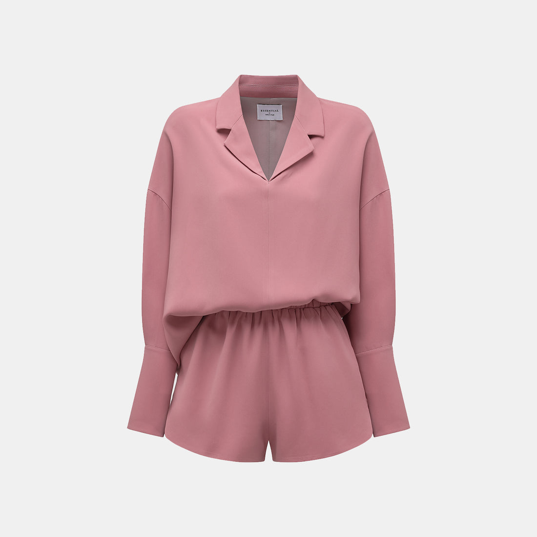"Easy-go Chic" Textured Acetate Blazer/Shorts Set—Dusk