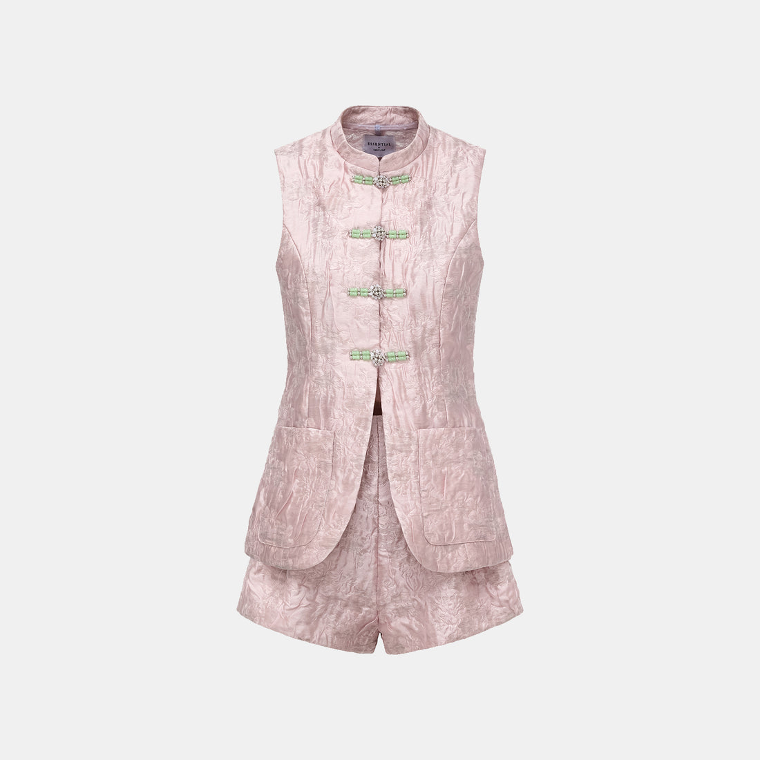 "Spring" Ice Crystal Jacquard Light Chinese Style Vest - Rose Dew