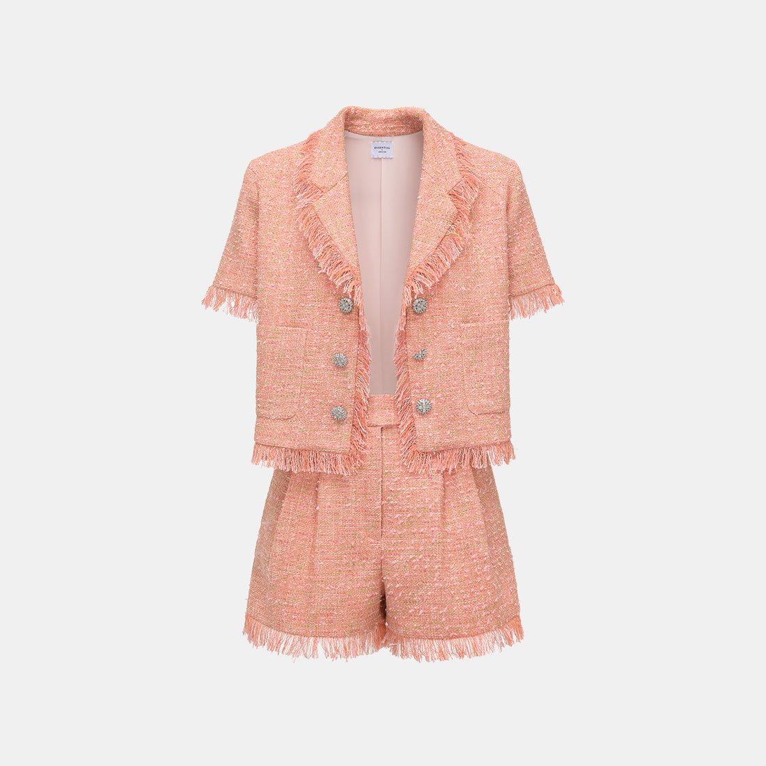 "Chelsea tea time" tweed short-sleeved jacket—Summer Berry Delight