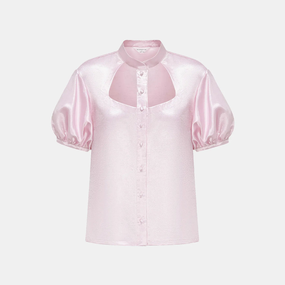 "Sloane Ave glam." Cut-out shirt - Cherry Blossom Pink (matte/satin)