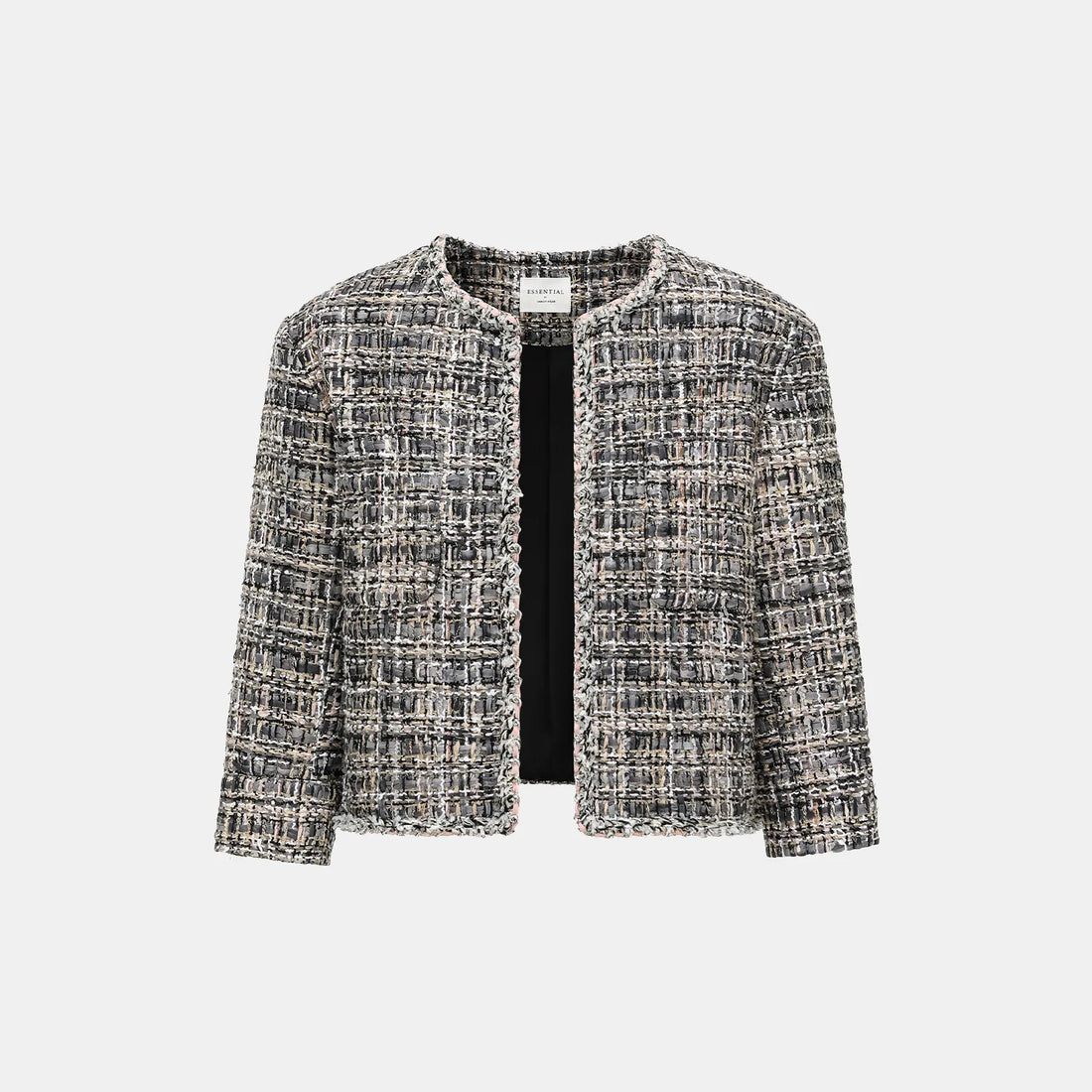 “Knightsbridge citywalk.” Tweed jacket—grey
