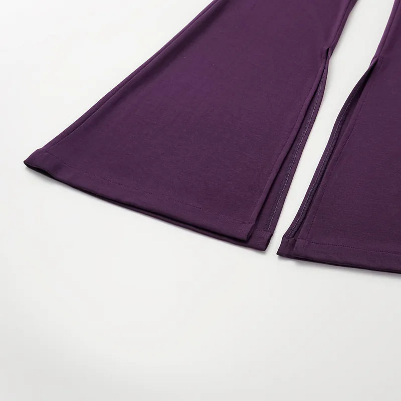 "Exquisite Daily" Ultra-soft Modal Vest/Straight Leg Pants Set - Grape Purple