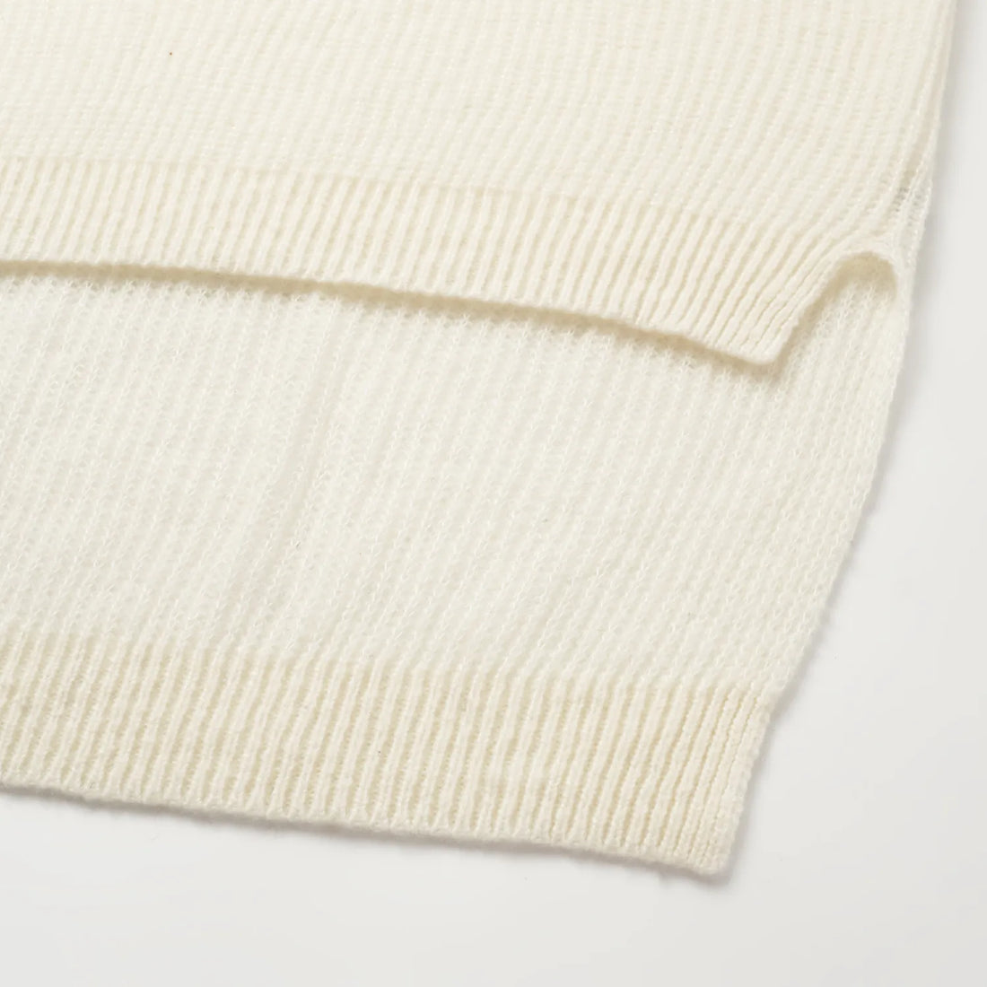 "Autumn Diary" Silk Cashmere Mid-High Neck Long Top—Milk