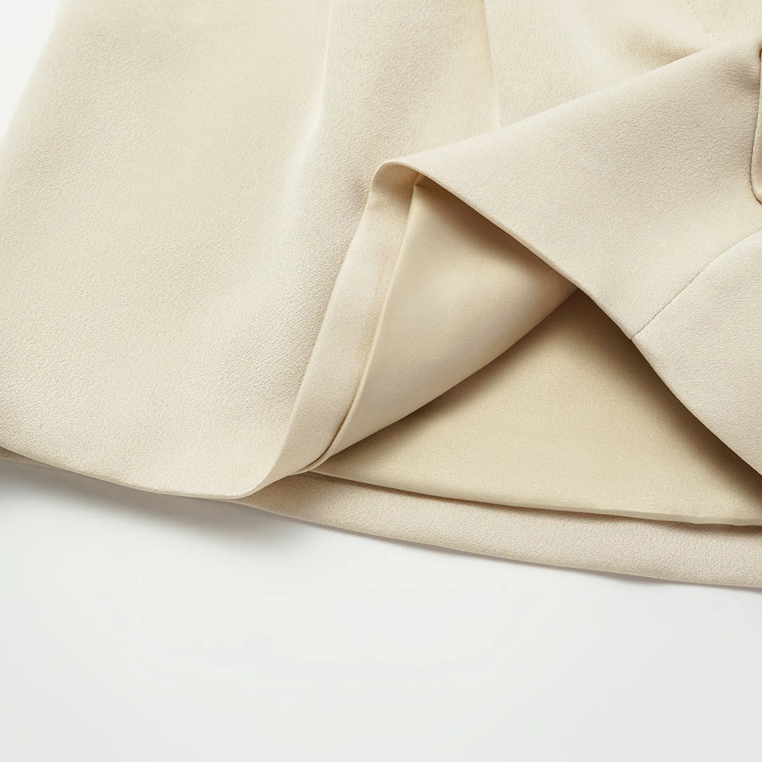 "Speak Sleek." Acetate Shorts—Champagne