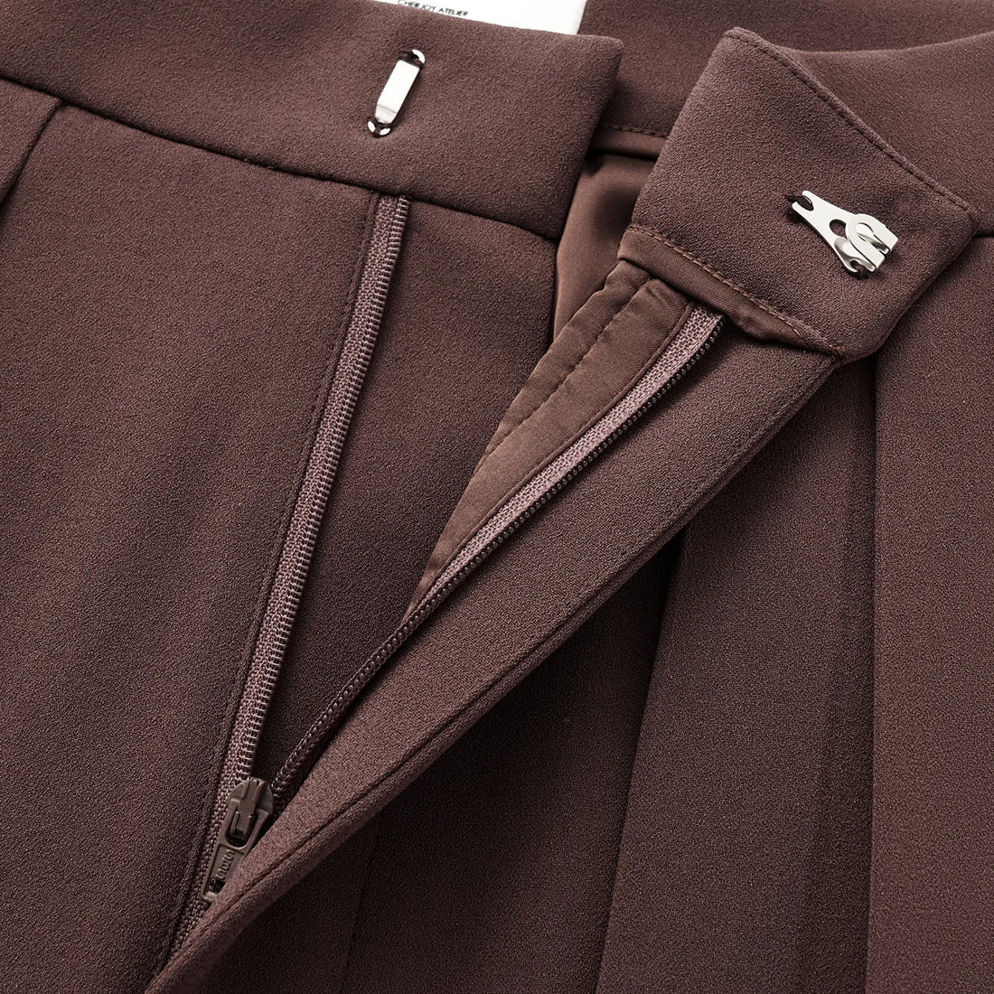 "Speak Sleek." Anti-wrinkle Acetate Special Cut Wide Leg Trousers - Suede Brown