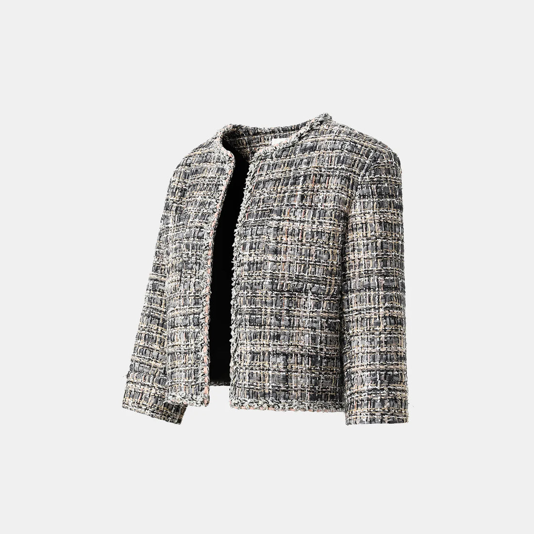 “Knightsbridge citywalk.” Tweed jacket—grey