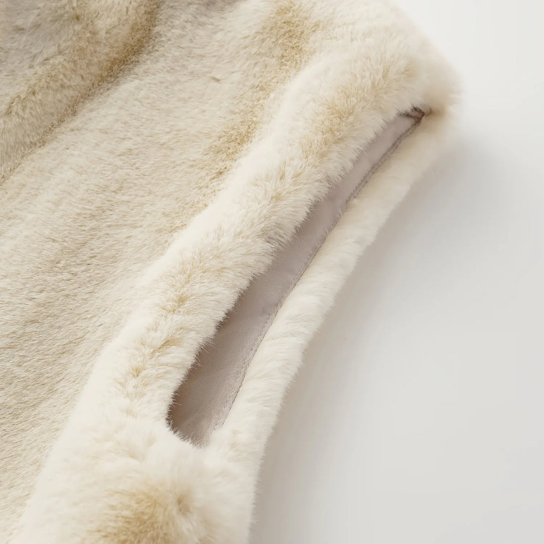 "Winter Diary" Tech Fur Chinese Style Vest Jacket - Platinum Beige