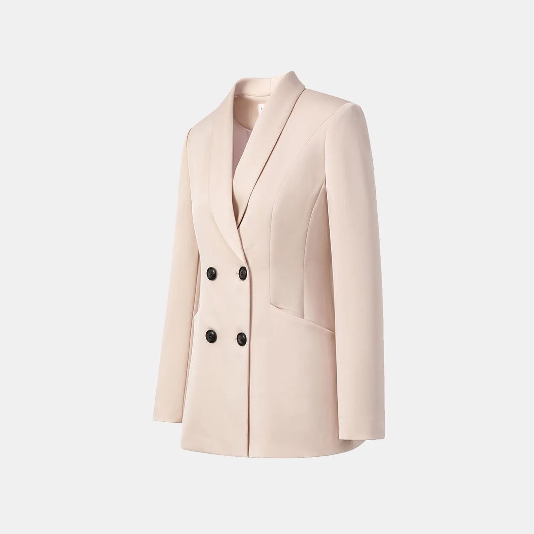 "Speak Sleek." Acetate Double-Breasted Blazer—Pink