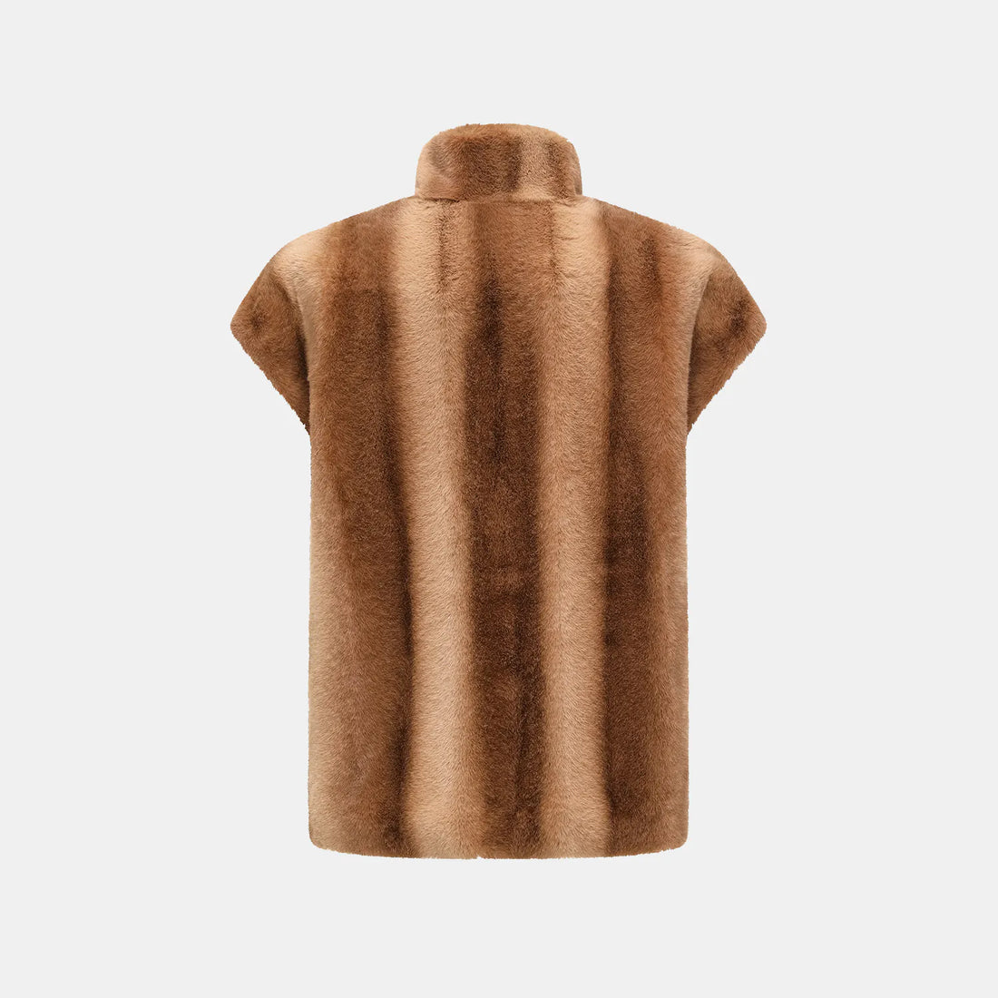 "Winter Diary" Tech Fur Chinese Style Vest Jacket - Sable Gold