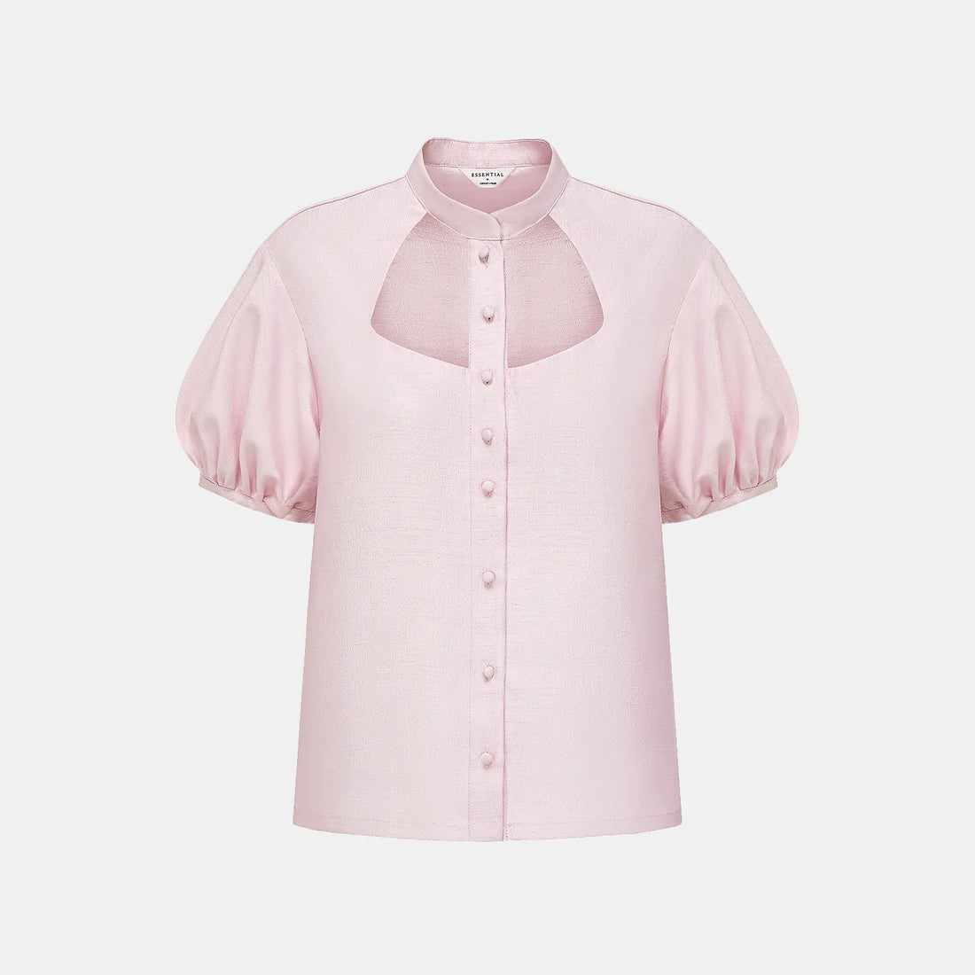 "Sloane Ave glam." Cut-out shirt - Cherry Blossom Pink (matte/satin)
