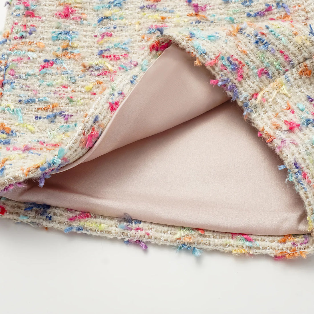 "Tokyo Hours" Tweed Casual Large Lapel Shorts - White and Multicolor