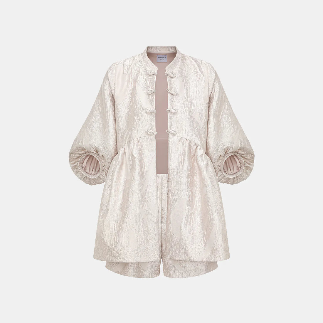 "Imperial Garden Teatime" 3D Jacquard Chinese Style Shorts with Gold Weaving Crafts—Lotus Reflects the Moon