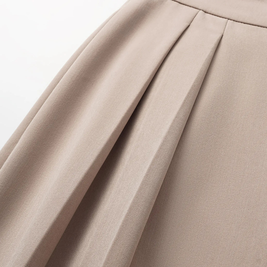 "Speak Sleek." Italian textured fabric three-dimensional tailored wide-leg pants—Taupe