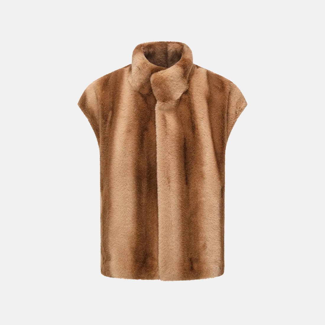 "Winter Diary" Tech Fur Chinese Style Vest Jacket - Sable Gold