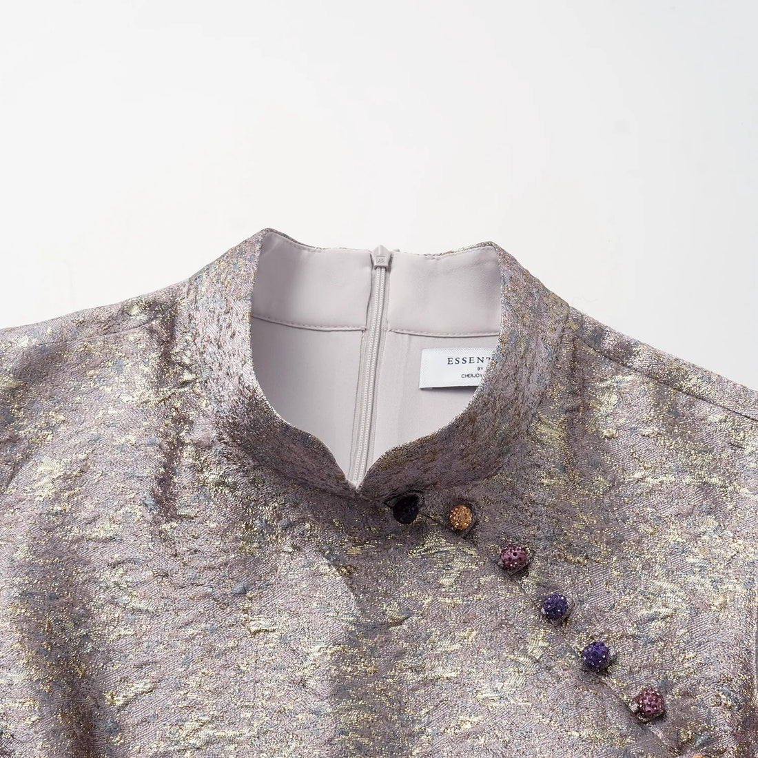 "Imperial Garden Gala" Italian-made jacquard fabric new Chinese style long dress - Wisteria around green