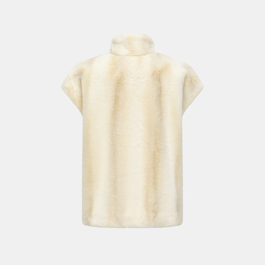 "Winter Diary" Tech Fur Chinese Style Vest Jacket - Platinum Beige