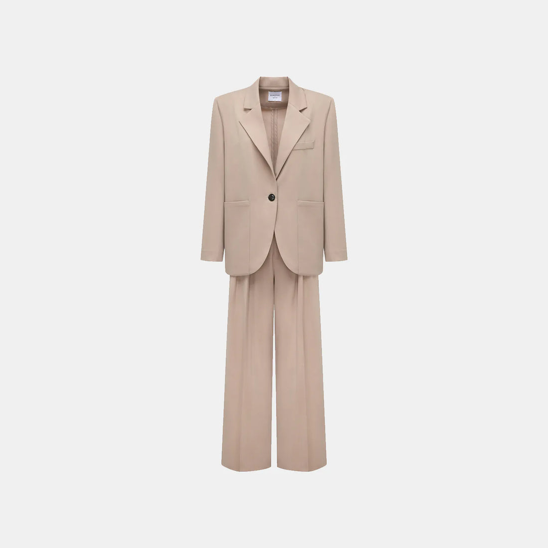 "Speak Sleek." Oversized suit jacket in Italian textured fabric—Taupe