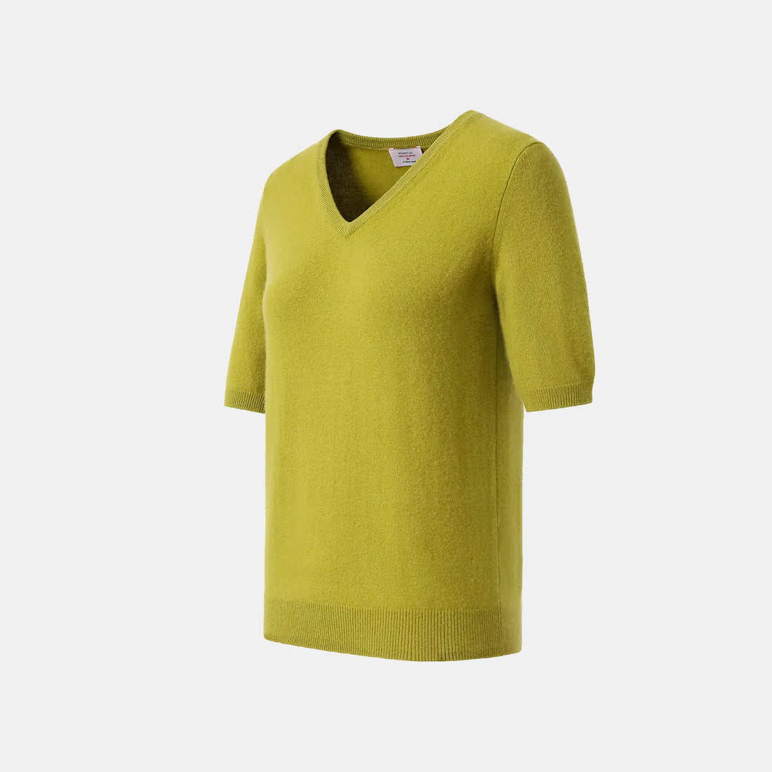 “Cash-In Collection 财“ 100% Baby Cashmere 3/4 Sleeve V-Neck Top (Yarn by Loro Piana) — Spring Bud Green
