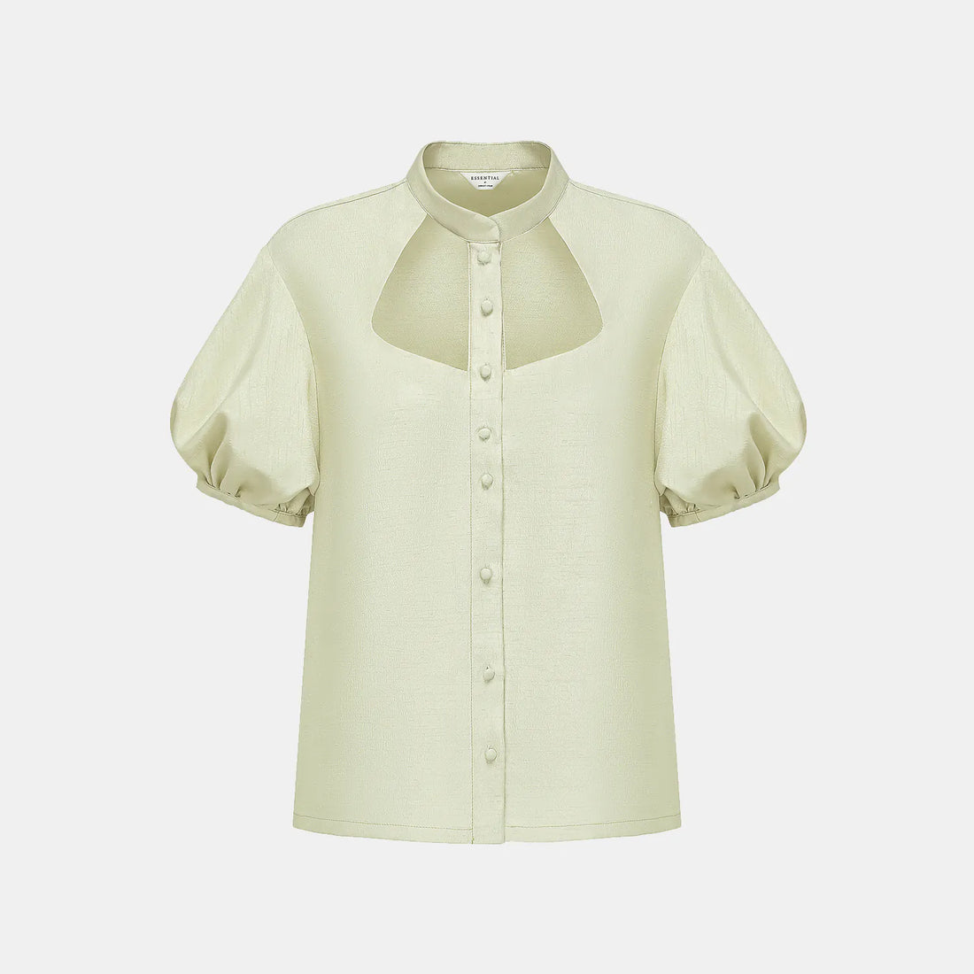 "Sloane Ave glam." Cutout Shirt — Bubble Green (Matte/Satin)