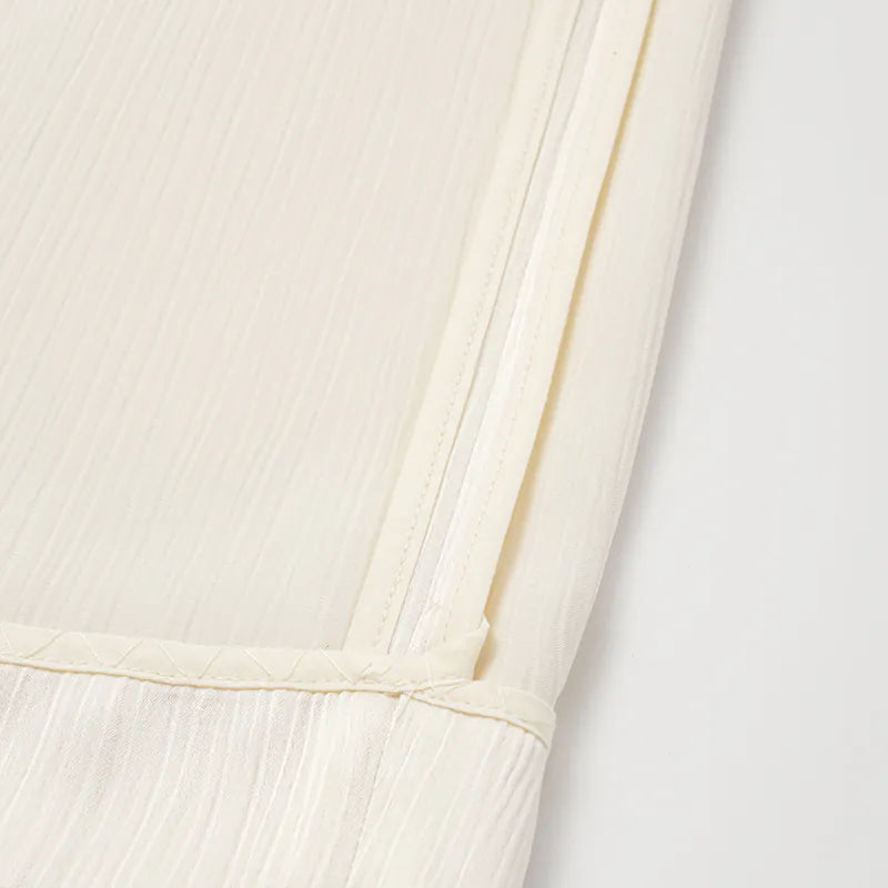 "Easy Go Chic" Korean Pleated Fabric Straight Leg Pants — Original White
