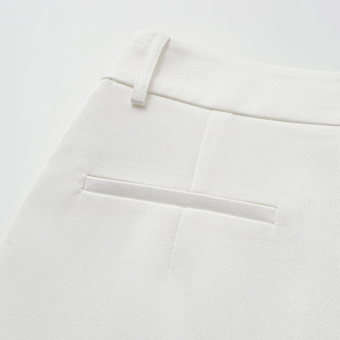 "Speak Sleek." Acetate Shorts—White