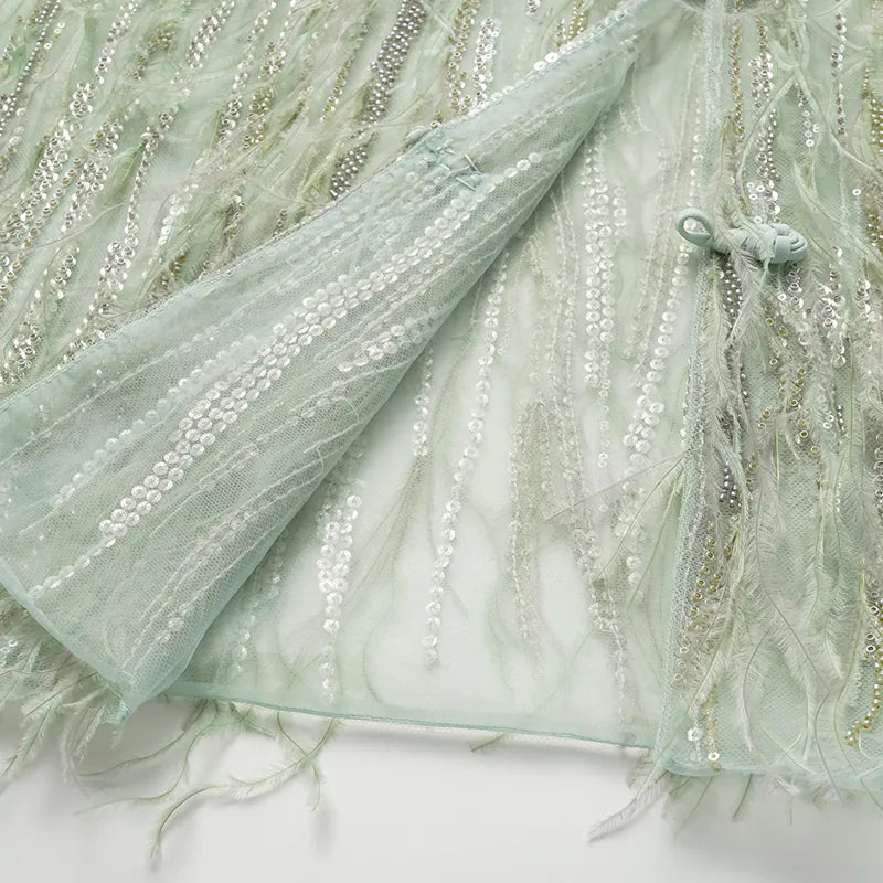 "Welcome to my party." Beaded feather craft light Chinese style vest