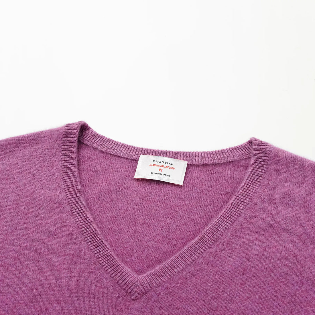 “Cash-In Collection 财“ 100% Baby Cashmere 3/4 Sleeve V-Neck Top (Yarn by Loro Piana) — Rouge Purple