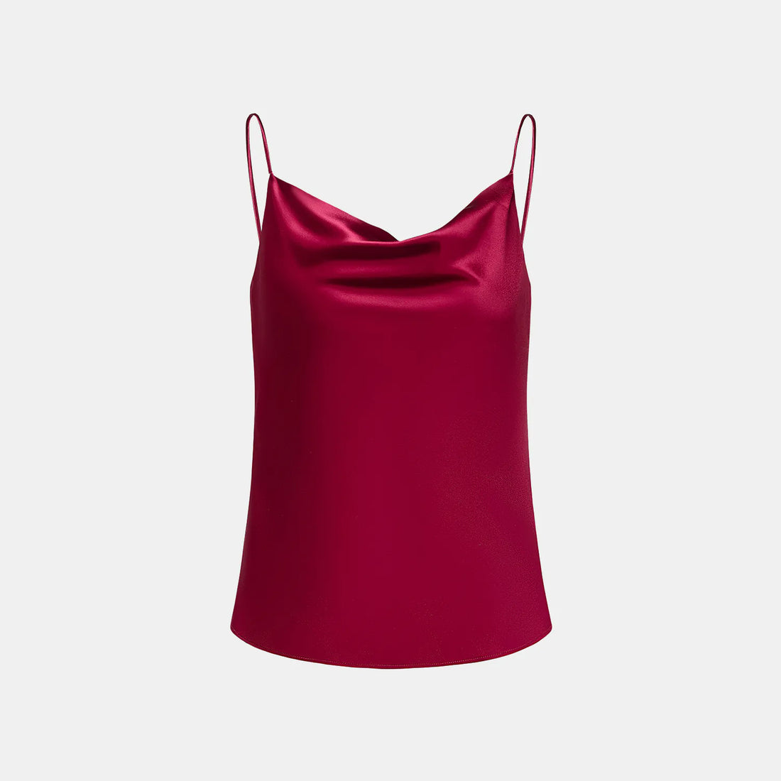 "Summer Diary" Acetate Swing Neck Spaghetti Strap Tank Top - Rose Red