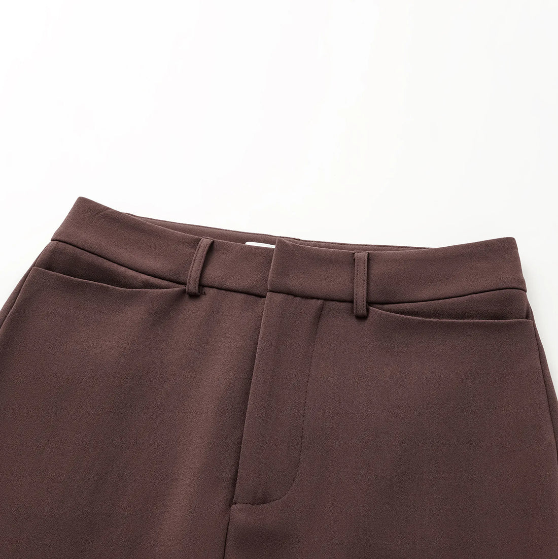 “Speak Sleek.” Anti-wrinkle Acetate Cropped Pants—Suede Brown