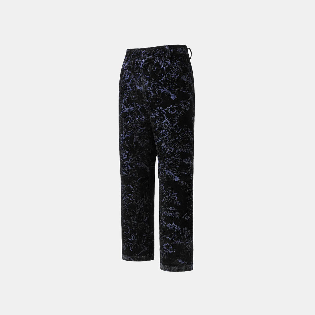 "Lazily in the Spring" Dark Velvet Jacquard Denim Cropped Pants