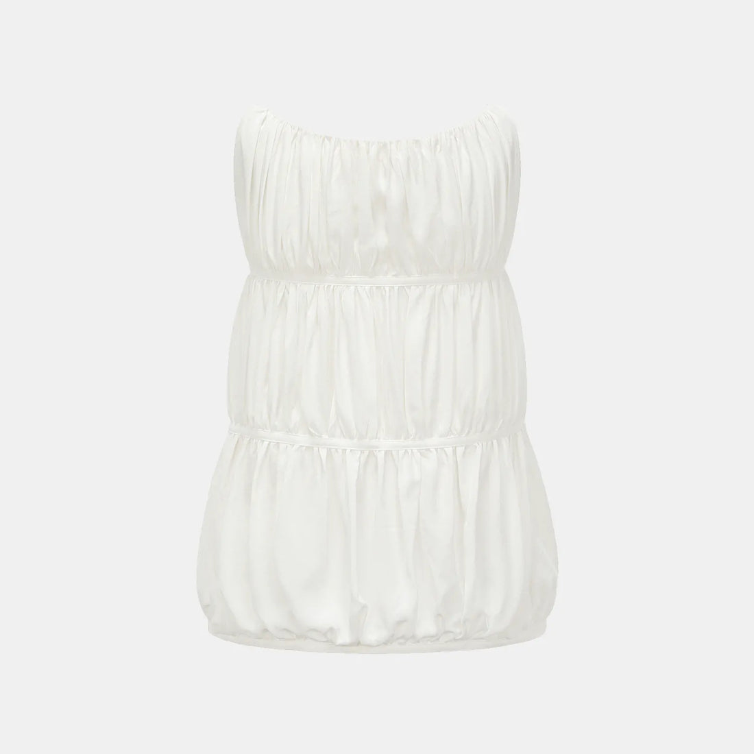 "Brunch at Ritz." Silk Chiffon Smocked Tank Top — Pear White