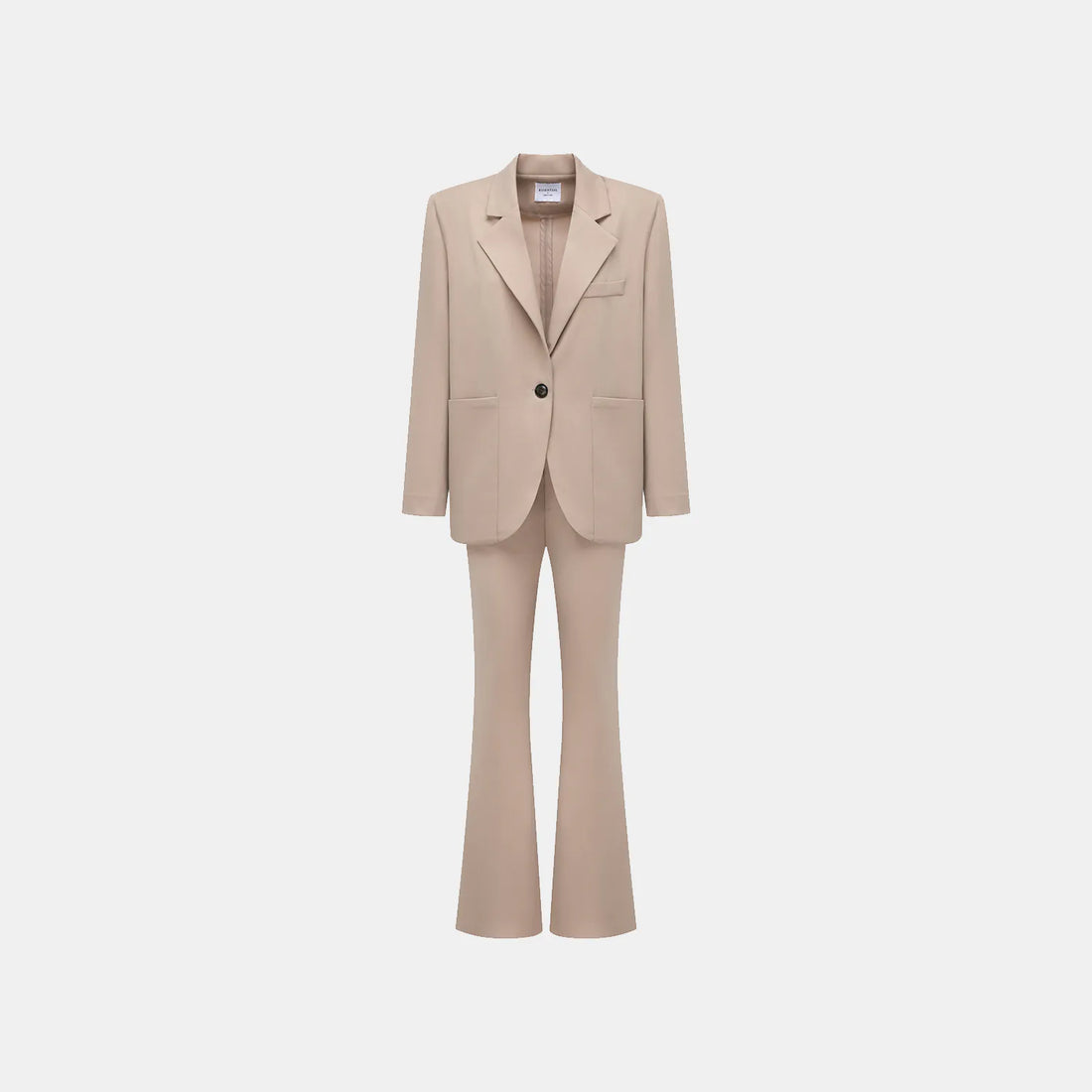 "Speak Sleek." Oversized suit jacket in Italian textured fabric—Taupe