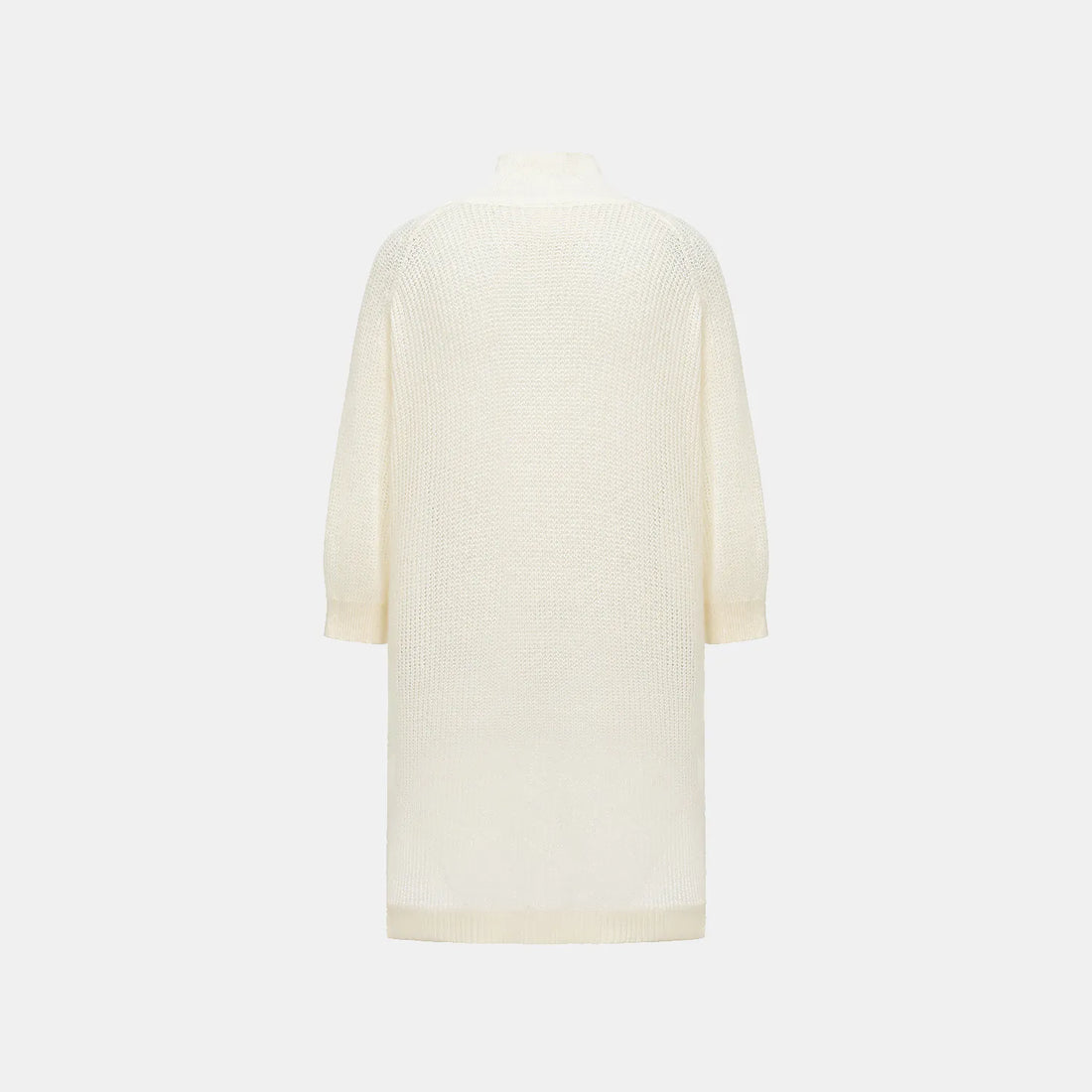 "Autumn Diary" Silk Cashmere Mid-High Neck Long Top—Milk