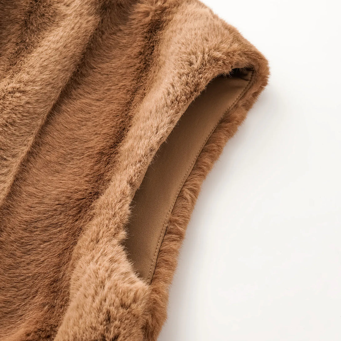 "Winter Diary" Tech Fur Chinese Style Vest Jacket - Sable Gold