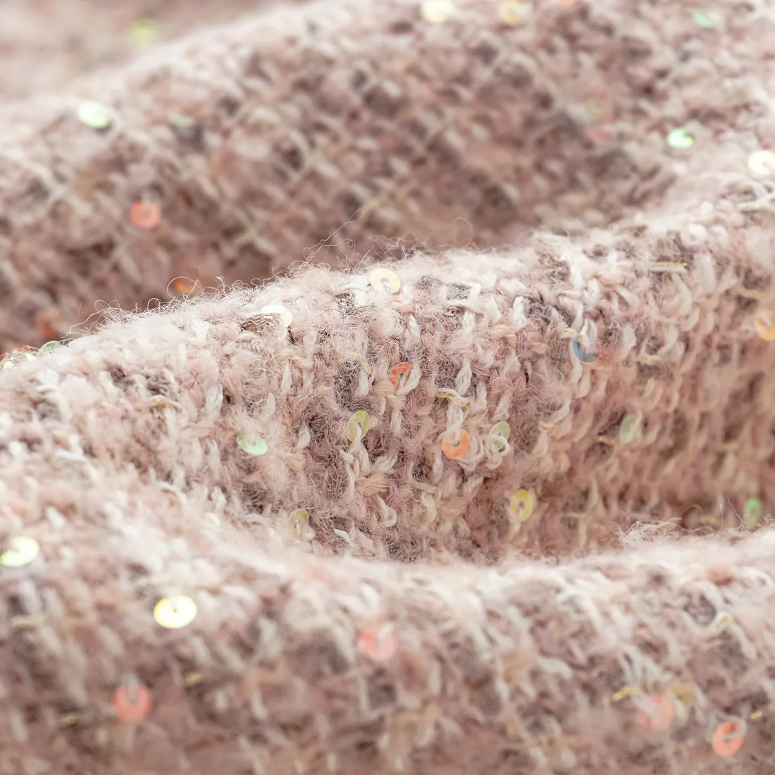 “Chelsea teatime.” Tweed A-line dress—Pink marshmallow