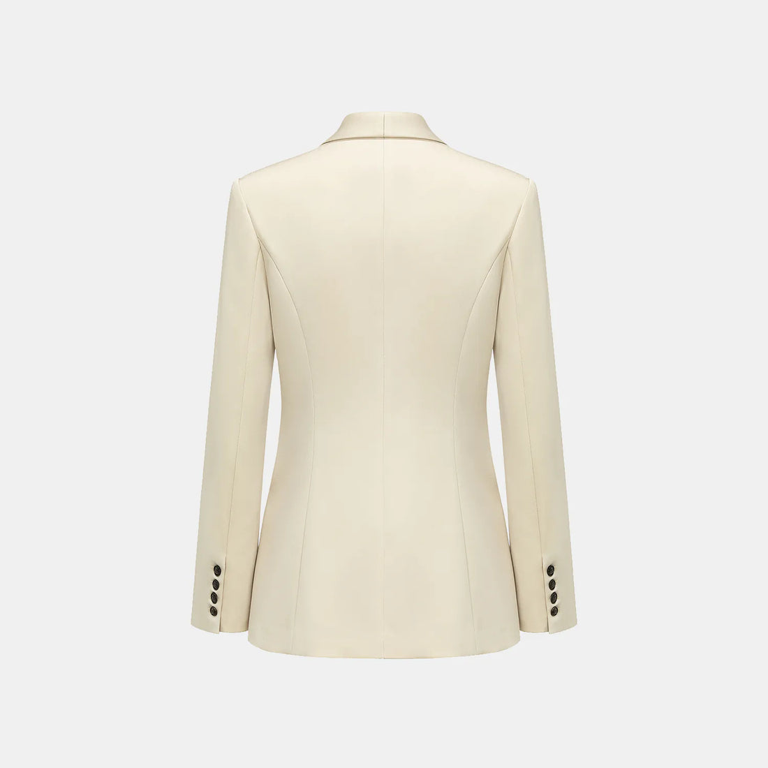 "Speak Sleek." Acetate double-breasted blazer—Champagne