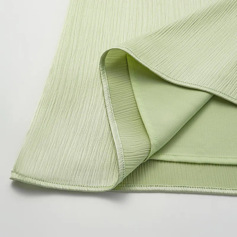 "Easy Go Chic" Korean Pleated Fabric Tank Top - Bubble Green